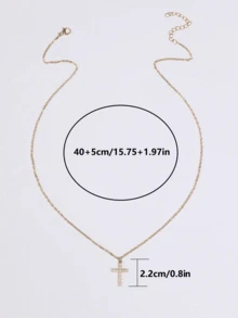 1 Pc Golden Cross Clavicle Chain Light Luxury Crystal Necklace Charm Jewelry Accessories For Women Gift
