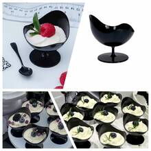 冰淇淋塑料高脚杯酸奶慕斯杯黑布丁杯黑色创意甜品杯冰淇淋塑料高脚杯 - 黑色 - 查看 7