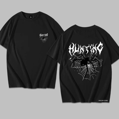 Camisa Camiseta Algodão Premium Aranha Hunter Sombrio  Unissex Streetwear Masculino Lançamento Tendencia