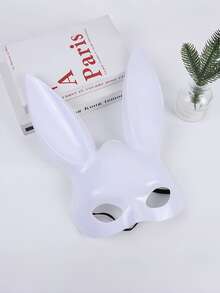 1 件性感兔女郎角色扮演兔耳面具，卡通塑料半脸兔子面具，适合万圣节化妆舞会