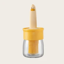 1pc玻璃油瓶，硅胶油刷，厨房油分配器，多用途玻璃容器，带油瓶的烘焙刷，烧烤刷，耐高温厨房煎饼刷，蜂蜜瓶，调味瓶，油瓶，厨房用品，创意油刷适用于家庭烘焙和烹饪，适用于厨房、露营、户外、野餐、烧烤、厨房用具、烧烤配件