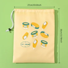 1/3PCS Cartoon Print Insulated Bag, Nylon Fabric With Built-In Aluminum Foil Thermal Layer, Keeps Fresh And Cold, Large Capacity Design, Easily Stores Ice Cream, Popsicles, Fruits, Fresh Ingredients, Suitable For Outdoor Travel. Drawstring Closure Design, Pull The Rope To Tighten The Bag Opening, Easy To Access Items. Multiple Cute Patterns Available, High Aesthetic Value, Versatile For Daily Use. - View 3