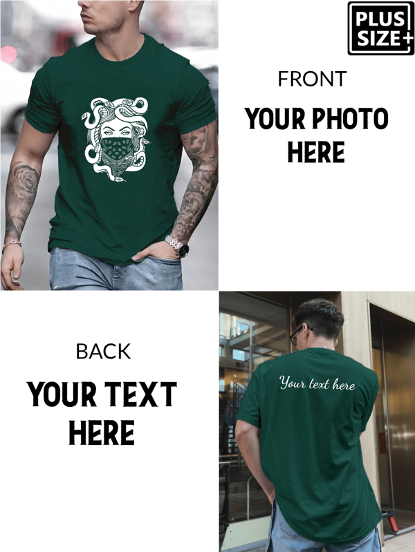 Große Größen Angepasstes T-Shirt für Herren (bis zu 6XL): Text-/Foto-T-Shirt - eine Kombination aus großem Rahmen und starker Persönlichkeit, vielfältige Schriftarten und Farbauswahl, geeignet für verschiedene Festivals/Jahrestage/Geburtstage/Haustiere/Paar Individualisierung