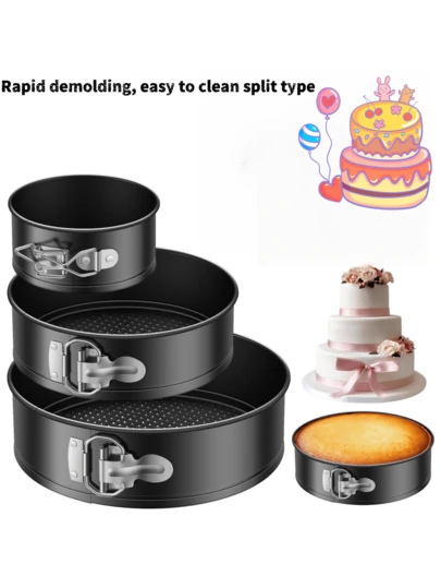 Detachable Round Cake Mold Set (4-11 Inches, Approx. 10.2-28 Cm), Removable For Easy Cleaning, Non-Stick Cheesecake Pan, Round Spring Cake Tin Set, Suitable For Cheesecake, Cheese Cake Baking, Multiple Sizes, Household Essential