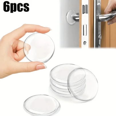 Conjunto de batentes de porta de tamanho perfeito: 6 peças, 0,8 cm de espessura, alta transparência, almofadas anticolisão com revestimento de borracha na base, proteção contra ruído.