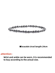 1条磁性脚链，黑色磁性手链，黑玛瑙饰品，时尚弹力材质，男女皆宜，最佳节日礼物