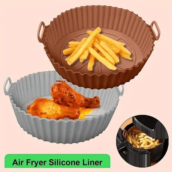 1pc Flexible Silicone Air Fryer Baking Mat, Reusable, Non-Stick, Dishwasher Friendly, Random Color