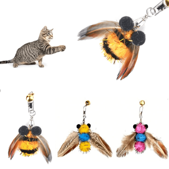 Insect-Shaped Cat Toys, Durable Replacement Heads For Cat Teasing Stick, Interactive Feather Teaser, Exercise Tool For Indoor Kitten Play And Pet Supplies