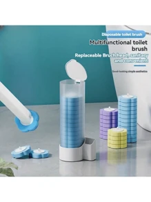 1set Disposable Toilet Brush Set With Only 18 Disposable Toilet Brush Heads Refills, Toilet Bowl Cleaning Brush, Self-Contained Detergent Head Brush, Bathroom Cleaning Brush, No Dead Corner, Cleaning Supplies, Cleaning Tool, Back To School Supplie