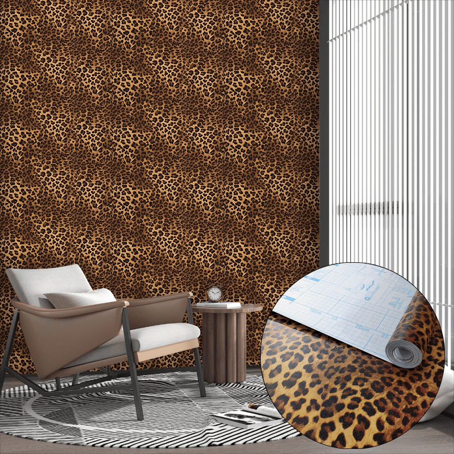 1 Roll Leopard Print Peel And Stick Wallpaper, Removable Texture Wall Paper, Unique Cheetah Contact Paper For Bedroom And Bathroom, 950*45cm/374*17.71inch