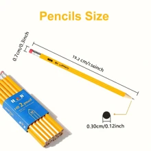 HB Hexagon Wooden Pencils With Red Color Eraser, 12pcs/24pcs/ Pencils With Eraser Head, HB Pencils For Writing, Drawing And Sketching, Yellow Wooden Pencils For Office, School School Supplies,Back To School