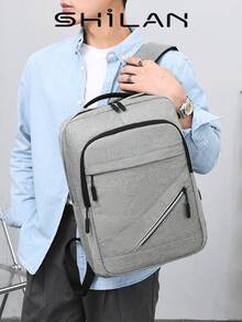 SHILAN 男士纯色商务笔记本电脑背包，多口袋设计。时尚百搭的单肩包，适合大学生和高中生。旅行、购物和日常使用的理想之选。男士笔记本电脑包