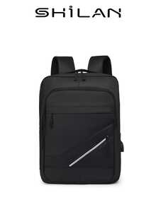 SHILAN 男士纯色商务笔记本电脑背包，多口袋设计。时尚百搭的单肩包，适合大学生和高中生。旅行、购物和日常使用的理想之选。男士笔记本电脑包