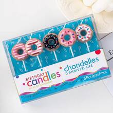1set/5pcs Cute Donut Shaped Mini Birthday Candles, Party & Cake Topper Decoration - Donut Candle - View 5