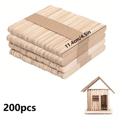 50/100/200pcs Colorful Popsicle Sticks Craft Kit, 4.5 Inch Undrilled Wooden Sticks For Arts And Crafts