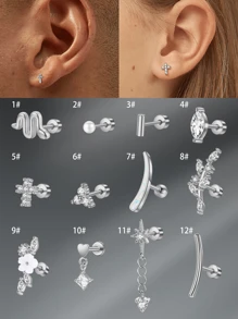 CIZME 1PC Gold Cubic Zirconia Cartilage Earrings, Lip Rings, Stud Piercing Jewelry For Cartilage/Tragus/Helix/Conch, Stainless Steel Helix Tragus Cartilage Earring For Women, 16G 20G Cartilage Earring, Helix Earrings Flat Back Cartilage Helix Conch Piercing Jewelry For Women, 16G 20G Tragus Earrings For Women, Flat Back Cartilage Earring Stainless Steel, Flat Back Stud Earrings Labret Conch Helix Cartilage Tragus Piercing Jewelry