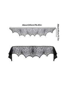 1 件万圣节蜘蛛网壁炉围巾 - 17 X 96 英寸黑色蕾丝蜘蛛网壁炉围巾，适用于万圣节派对装饰用品、恐怖家居装饰、房间装饰，适合节日派对室内装饰用品 - 彩色 - 查看 7