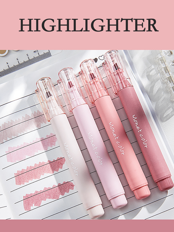 1 Set mit 4 Stücke weich anzufassenden fluoreszierenden Gelstiften in Morandi-Rosa, wasserbasierte Tinte, runde Spitze, geeignet für Bürobedarf, Schreiben, Korrektur, Notizbücher, Skizzieren, Schulanfang