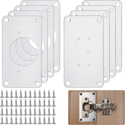 1pc Silver Thickened Stainless Steel Hinge Fixing Plate, Kitchen Cabinet Door/Hinge Repair Kit, Hinge Repair Plate, Cabinet Installation Tool