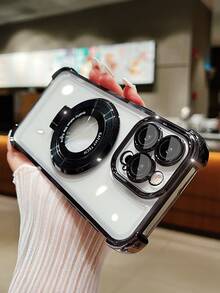 奢华电镀透明黑色手机壳，带支架，防震防刮，采用柔软硅胶材质，兼容 16/16E/16 Pro/16 Pro Max/16 Plus/15/14/13/12/11/X/XS/XR/8/7、Galaxy S25/S24/S23/S22/S21/A55/A54/A53/A52/A35/A34/A23/A16/A15/A14/A13/A12/A05S/FE/Ultra/4G/5G、Redmi/Honor/MOTO/OPPO/Infinix 等品牌手机。