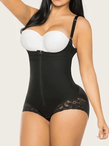 1 Pc Shapewear For Women ,Tummy Control Fajas Colombianas Body Shaper ,Zipper Open Bust Bodysuit,Tight  Body Shaper,Shapewear Bottoms,Black Shorts,Suitable For Various Occasions