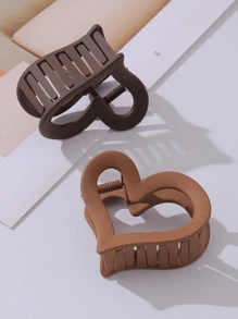 4 szt./1 szt. Damskie średnie rozmiary Czarne, białe, brązowe, khaki 6 cm/2,36 cala Lekkie plastikowe spinki do włosów w kształcie serca, modne uniwersalne, eleganckie, proste minimalistyczne spinki do włosów w jednolitym kolorze, odpowiednie do codziennego noszenia, swobodne, na imprezę, dojazdy do pracy, wakacje, mycie twarzy, makijaż, pasujące stroje powrót do szkoły