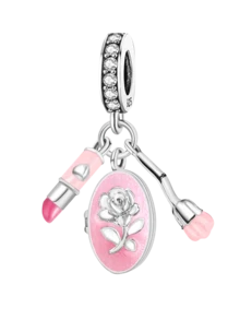 1 件时尚 925 纯银黑色香水口红吊坠女士手链手镯 DIY 珠宝制作和日常服装搭配珠宝装饰适合女孩 - 銀色 - 查看 10