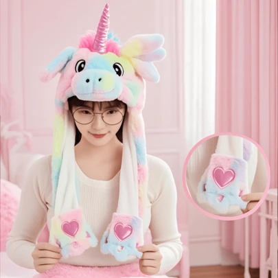 Sombreros luminosos para niños, sombreros decorativos para fiestas, sombreros con orejas que se mueven al apretarlos, luces de dibujos animados, regalos, gorros de invierno para niños, accesorios decorativos para niños, disfraces para niños, juguetes para casitas, juguetes luminosos, juguetes llamativos para Halloween y Navidad