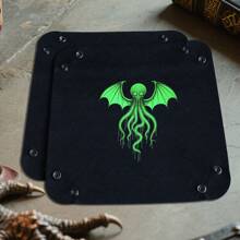 1 pieza Bandeja multifunción Cthulhu Tome-Verde - Tapete para dados, Alfombrilla de ratón, Organizador de llaves/aperitivos, Almacenamiento de rompecabezas de bloques, Almohadilla resistente al calor | Accesorio de escritorio versátil para noches de juegos, oficina | Regalo perfecto de Navidad/Halloween/Cumpleaños para fans de D&D, amantes de RPG de mesa y entusiastas del misterio