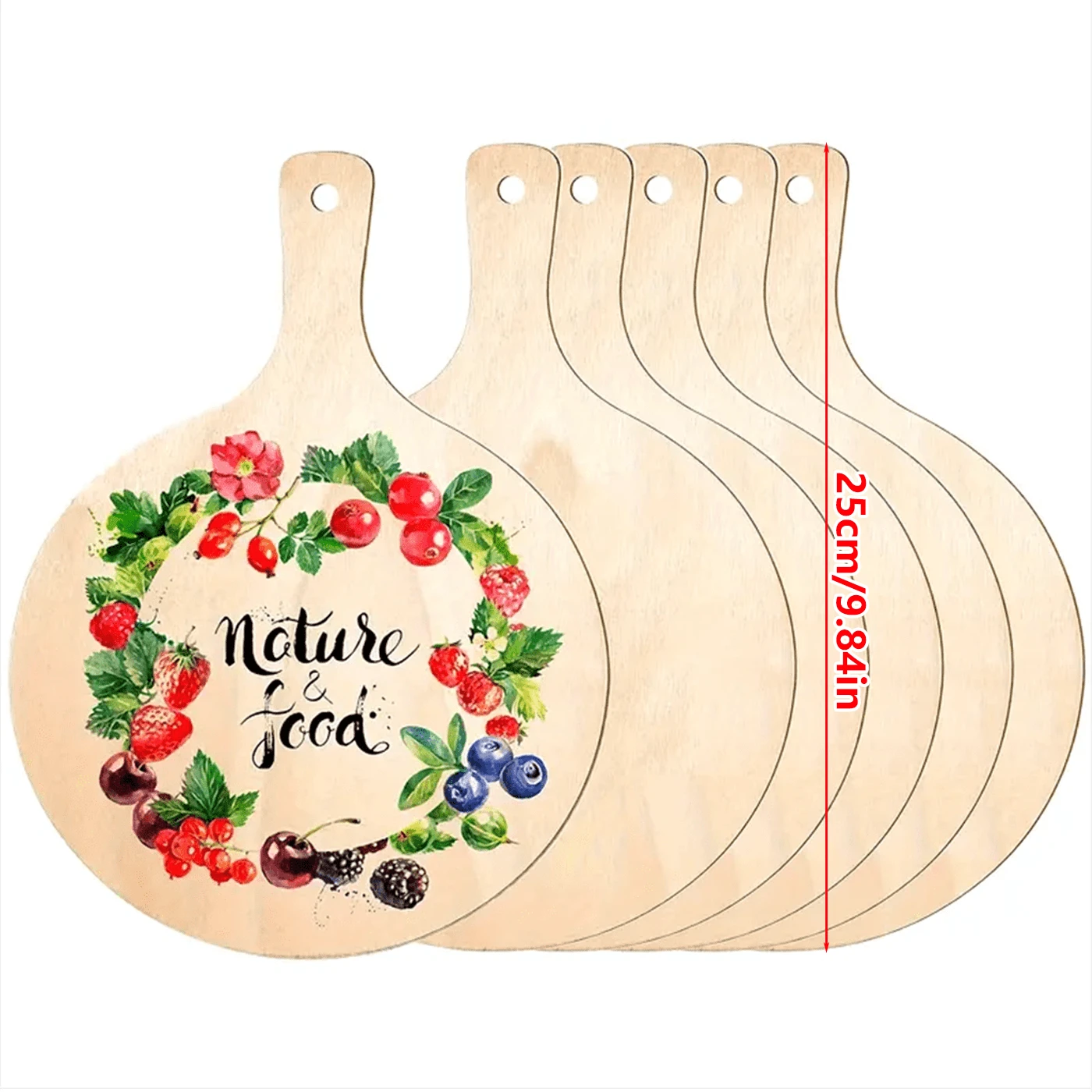 2pcs/6pcs/12pcs Unfinished Round Wooden Paddle With Handle, Suitable For Crafts, DIY Christmas Kitchen Decor - Apricot - View 1