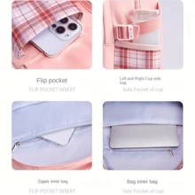 Backpack Student Backpack With Multiple Pockets, Large Capacity, Breathable And Lightweight Schoolbag With Reflective Strips - Hồng - Xem 6