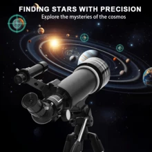 1pc Professional F40070 Astronomical Telescope, Large Eyepiece, 70mm Long Focal Length, Large Objective Lens, 150x Zoom, Portable 4-Layer Ultra-High Adjustable Star Map Tripod, Phone Camera Clip, Backpack, Suitable For Star And Moon Observation, Home Decor, Perfect Holiday Gift - Black - View 2
