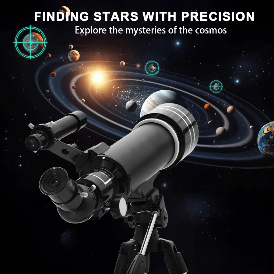 1pc Professional F40070 Astronomical Telescope, Large Eyepiece, 70mm Long Focal Length, Large Objective Lens, 150x Zoom, Portable 4-Layer Ultra-High Adjustable Star Map Tripod, Phone Camera Clip, Backpack, Suitable For Star And Moon Observation, Home Decor, Perfect Holiday Gift