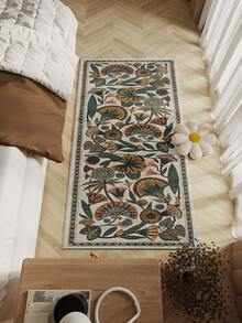 Luxury Floral Fleece Mat, Vibrant Leaf Pattern Long Runner Rug, Suitable For Bedroom, Living Room Or Hallway Decor - Multicolor - View 14