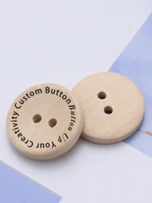 1 件可定制天然木质 2 孔纽扣，圆边字母雕花木纽扣，毛衣手工缝制 DIY 木质纽扣，优质材料，耐用，复古圆形木质圆盘，服装针织品天然彩色印花纽扣 - 多色 - 查看 7