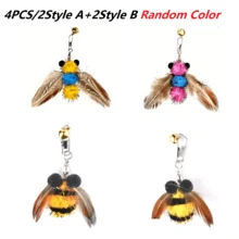 Brinquedos para gatos em formato de insetos, cabeças de reposição duráveis para varas de provocação de gatos, provocador de penas interativo, ferramenta de exercício para brincadeiras internas de gatinhos e suprimentos para animais de estimação - Multicolorido - Ver 15