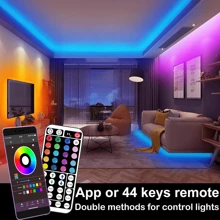 NBBUFF 3.28ft-100ft Smart RGB Color Changing Led Strip Lights With 44Key Remote And APP Control, Music Sync, Adjustable Brightness & Speed, Easy Installation For Bedroom, Ceiling, Party, Christmas Decor, TV Background Light, Room Decor Lights