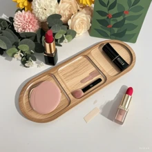 Bandeja de maquillaje de madera de rosa, bandeja de almacenamiento de cosméticos, organizador de baño y productos de belleza, bandeja para encimera de baño, accesorio de baño, bandeja de almacenamiento multifuncional, bandeja decorativa, adecuada para baño, dormitorio, cocina, comedor, regalo