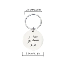 Engraved Actual Handwriting Keychain, Custom Handwritten Photo Quote Keyring For Women Men, Hand Stamped Keepsake Jewelry, Dainty Dad Mom Grandpa Grandma Gift, Christmas Gifts - Silver - View 7