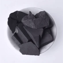 100g/200g 天然未抛光 Shungite 原石，自由形状，带白色纹理的黑色矿物，几何切割，天然石首饰|几何石|原石纹理，Shungite 石 - 黑色 - 查看 2