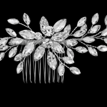 1件装女士银丝玻璃水钻手工发梳配饰情人节饰品 - 銀色 - 查看 4