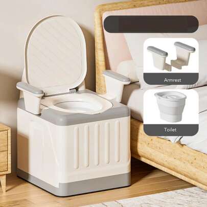 Adjustable Commode Chair Seat Portable Bedside Toilet Mobility With Armrests