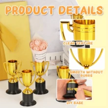 1/6pcs Mini Gold Plastic Trophy, 4 Inch (4.02 Inch) Trophy, Party Favor, Prop, Award, Winning Prize, Competition Ceremony Party Gift, For Classroom Rewards, Sports Events, World Cup, Group Activities, Performances, Sports Awards, Party Giveaways, Ceremony Decor, For Sports And Outdoor Activities, Sports Fan Supplies, Atmosphere-Enhancing Gold Trophy, Best Gift For Collectors! - Multicolor - View 5