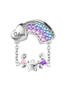 1 件时尚 925 纯银花朵蝴蝶串珠饰物适合女士手链手镯 DIY 珠宝制作和日常服装搭配珠宝装饰适合女孩 - 銀色 - 查看 9