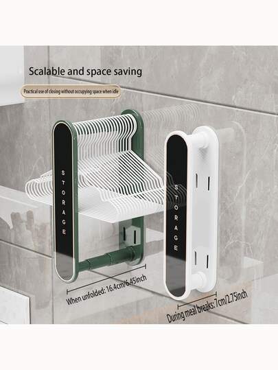 Extendable Wallmount Clothes Drying Rack, Bathroom Storage Organizer