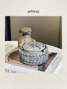 1pc Resin Multi-Color Ashtray Creative Personalized Home Living Room Anti-Flying Ash Dustproof Cute Dog Office Anti-Smell Ashtray