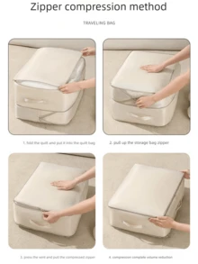 1 pezzo Borsa per lo stoccaggio in nylon ad alta capacità - Borsa organizzativa compressa salvaspazio, borsa per compressione lavabile per biancheria da letto, coperte, con chiusura lampo, borsa per lo stoccaggio rettangolare resistente per trasloco, viaggio, abbigliamento