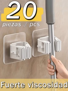 1~20 件带挂钩拖把收纳架，壁挂式拖把架浴室收纳架，塑料扫帚收纳架，适用于卧室、花园、浴室、家居、宿舍节省空间的家居浴室装饰夏季 - 灰色 - 查看 2