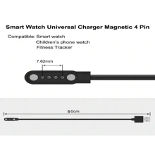 Universal Charging Cable 4 Pin Magnetic Cable Cord For Smart Watch GT88 GT68 KW08 KW18 KW88 KW98 /W67/X86/X8/T92/GW33//FM18/X18/A10/A20/X6/S888