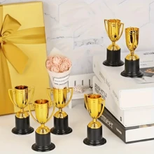 1/6pcs Mini Gold Plastic Trophy, 4 Inch (4.02 Inch) Trophy, Party Favor, Prop, Award, Winning Prize, Competition Ceremony Party Gift, For Classroom Rewards, Sports Events, World Cup, Group Activities, Performances, Sports Awards, Party Giveaways, Ceremony Decor, For Sports And Outdoor Activities, Sports Fan Supplies, Atmosphere-Enhancing Gold Trophy, Best Gift For Collectors! - Multicolor - View 8